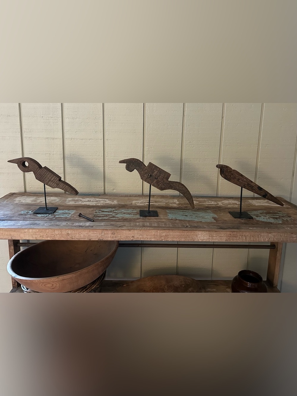 Architectural Wooden Birds set of 3